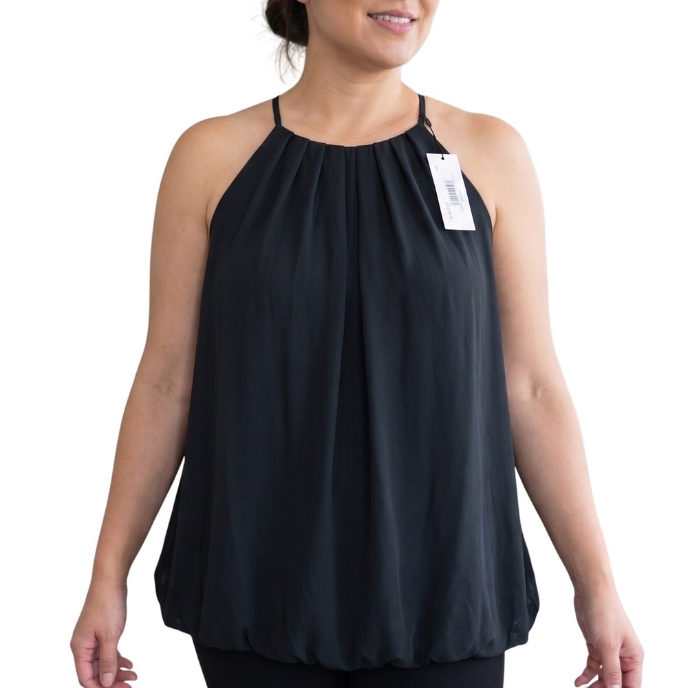The Drop Kory Shirred Halter Bubble Top Black XXL Sleeveless Blouse B0DRCVPZYS